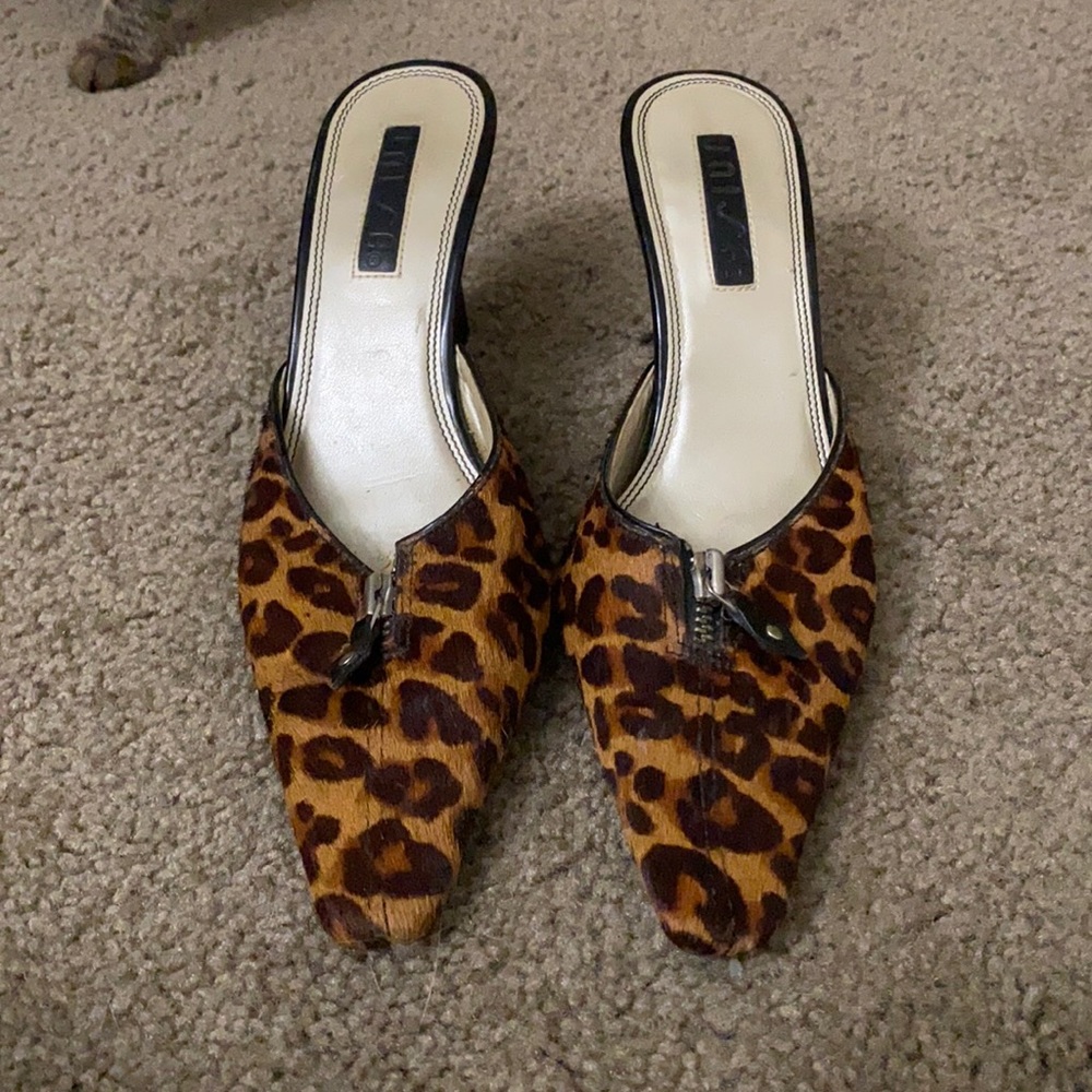 Leopard print calf hair Unisa slides size 6.5